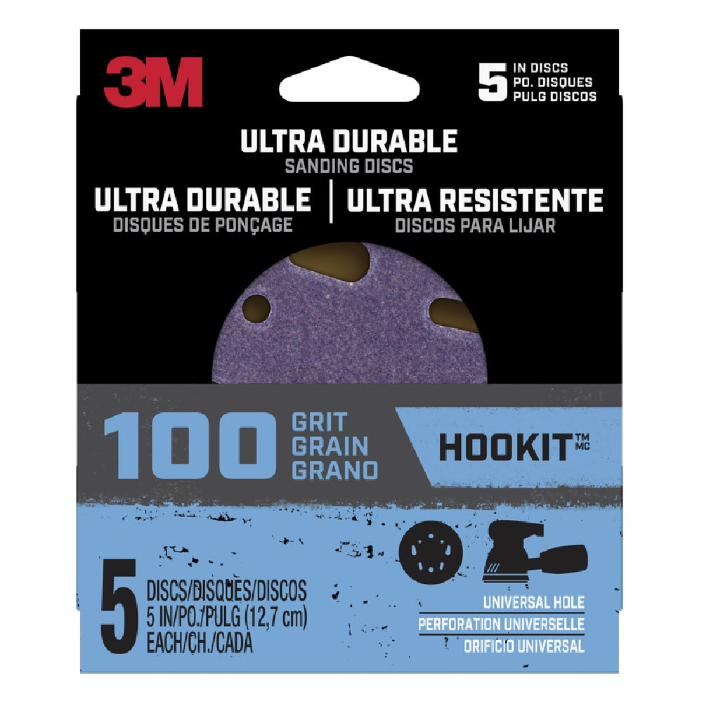 3M DISC5IN5PK100 Hookit Ultra Durable Sanding Disc, Ceramic, 5 In