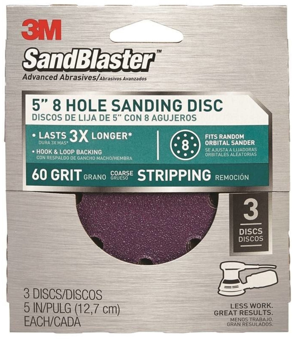 3M 9521SB-ES SandBlaster Heavy Duty Sanding Discs, 5", 60 Grit