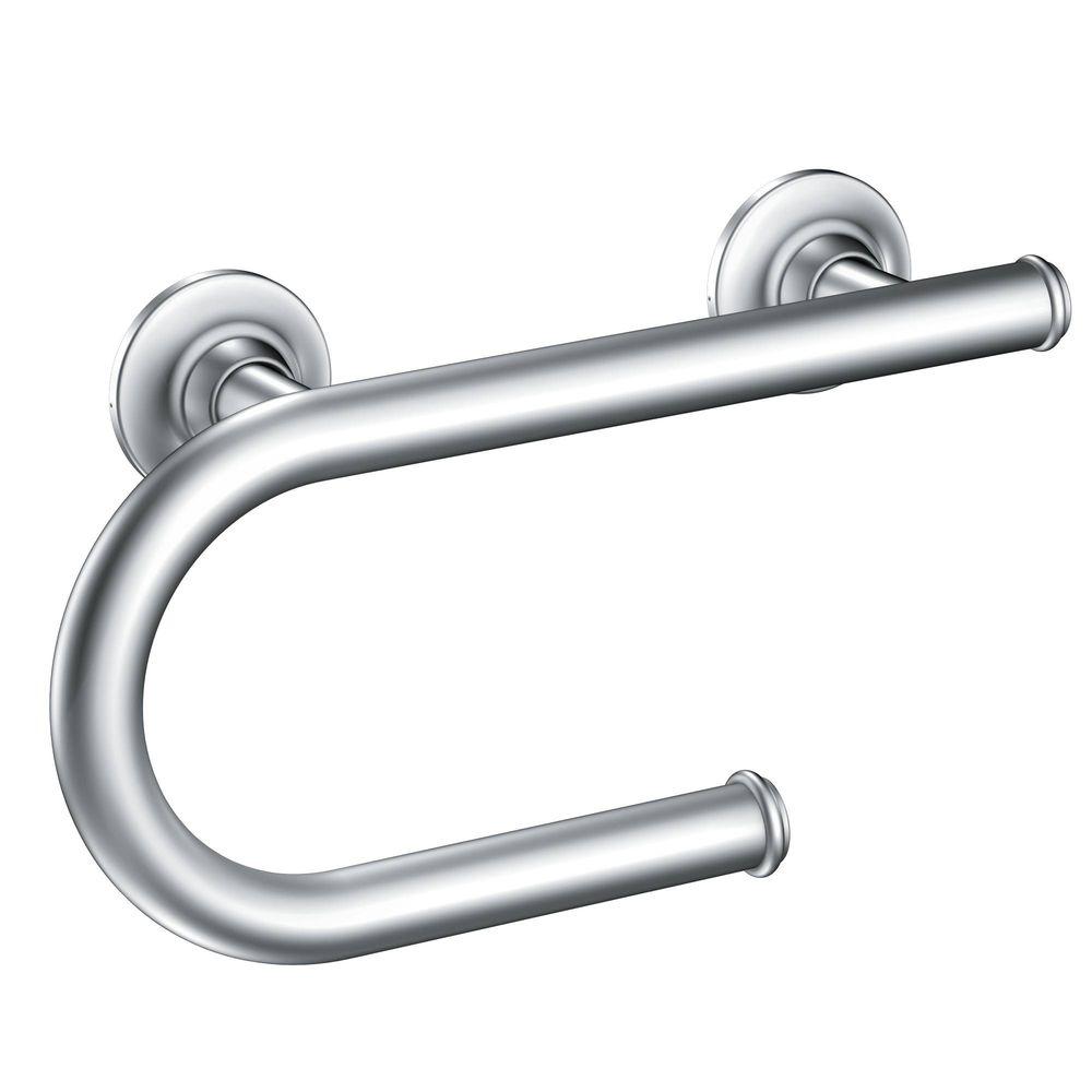 Moen LR2352DCH Grab Bar with Integrated Paper Holder, 8", Bright Chrome