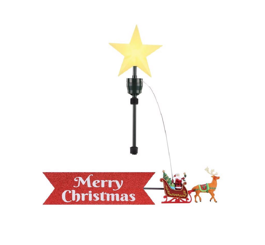 Mr. Christmas 49355AC Merry Christmas Santa Tree Topper, LED