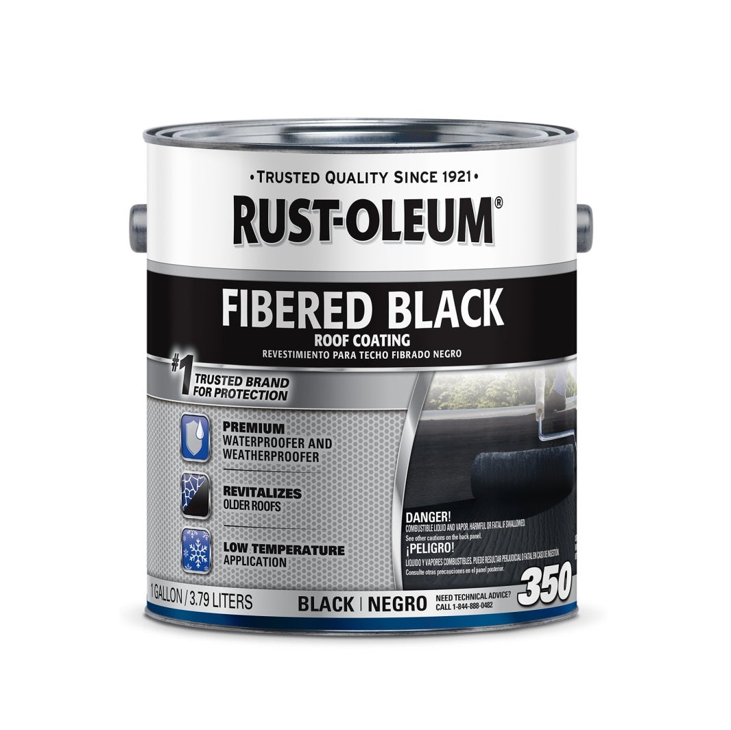 Rust-Oleum 301909 350 Series Fibered Black Roof Coating, 0.9 Gallon