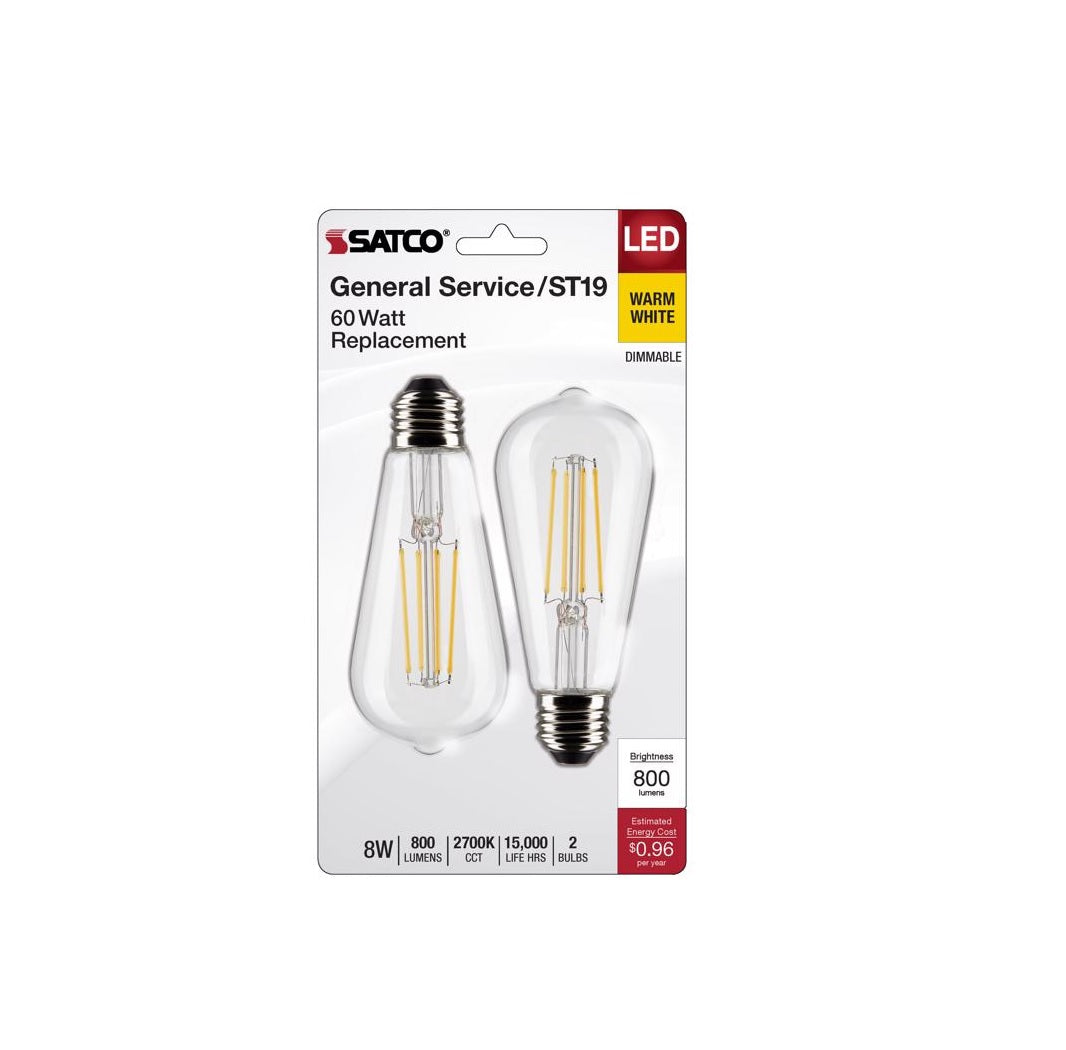 Satco S21870 ST19 Filament LED Bulb, E26 (Medium)