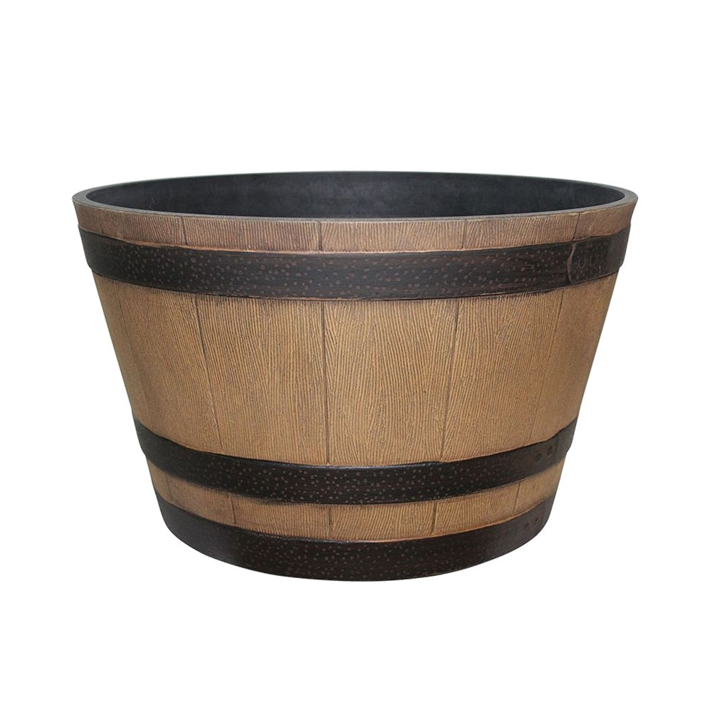 Southern Patio HDR-055471 Whiskey Barrel Planter, Resin, Natural Oak