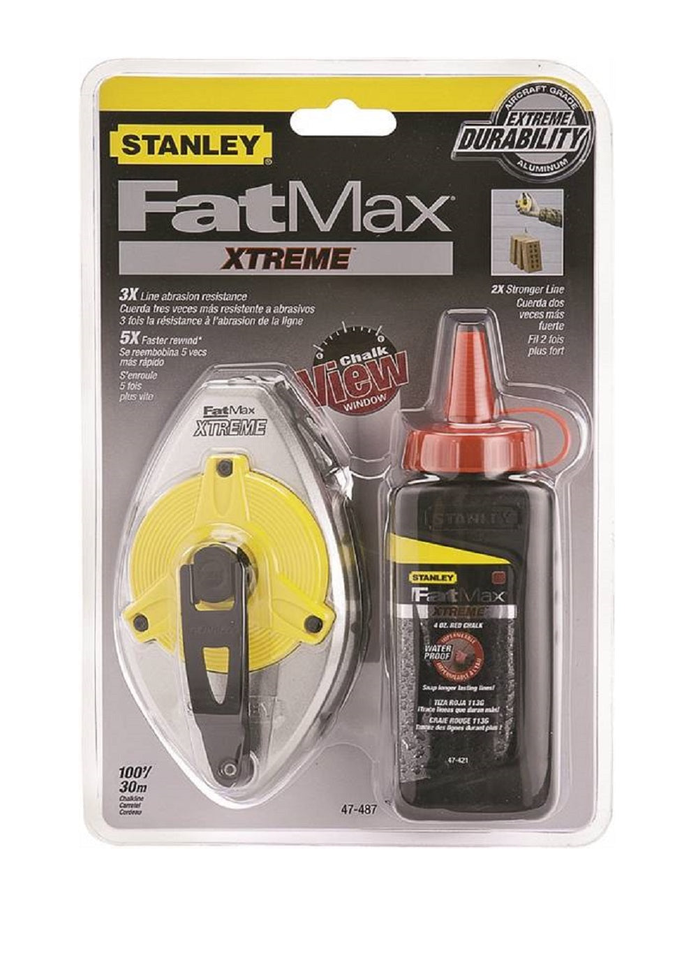 Stanley FatMax 47-487L Chalk Reel Kit, 4 Oz, Red Line