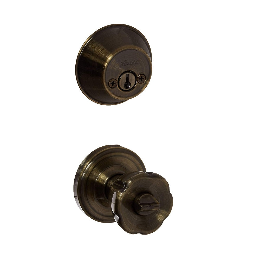 Weslock 01302--EASL2D Eleganti Interior Double Cylinder Handleset, Antique Brass