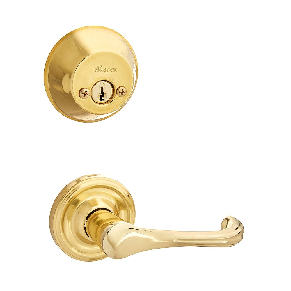Weslock 02109--R3SL2D Provence Double Cylinder Interior Handleset, Polished Brass
