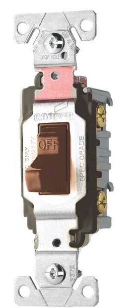Cooper Wiring CS120B Toggle Light Switch, 20A, Brown