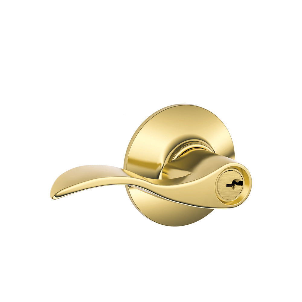 Schlage F51A ACC 505 Accent Keyed Entry Lever, Bright Brass