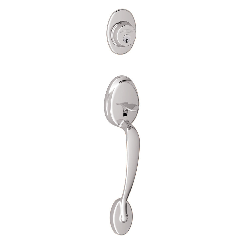Schlage F58 PLY 625 Plymouth Exterior Handleset with Deadbolt, Bright Chrome