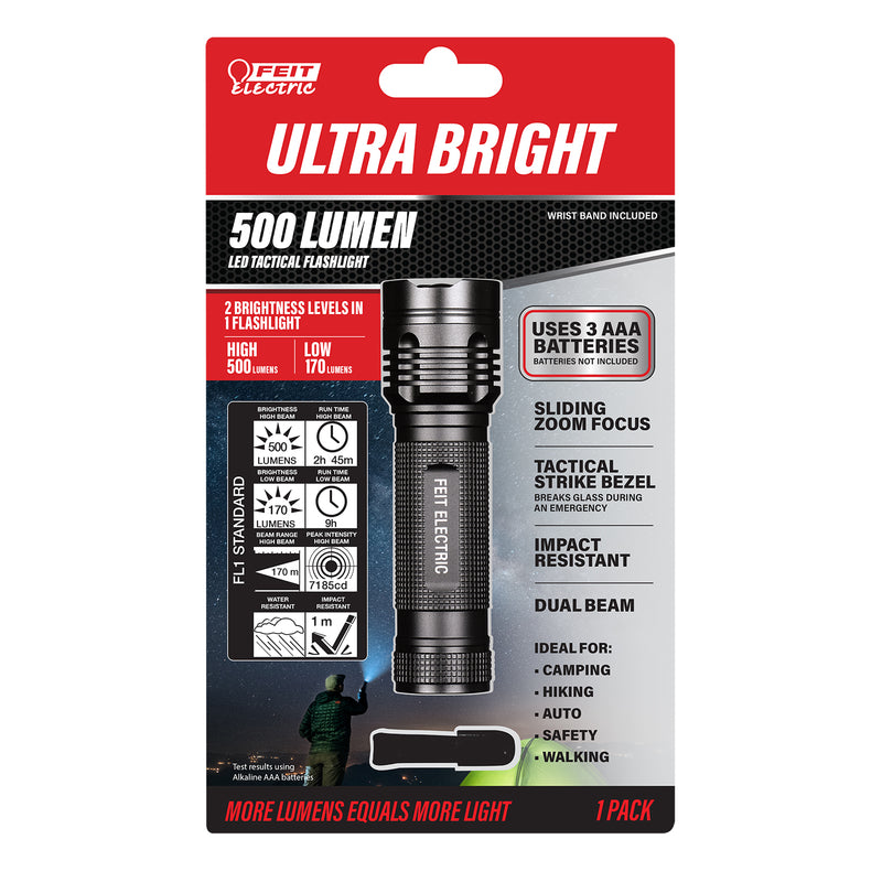 Feit Electric FL500 Ultra Bright LED Flashlight, Black, 500 lumens