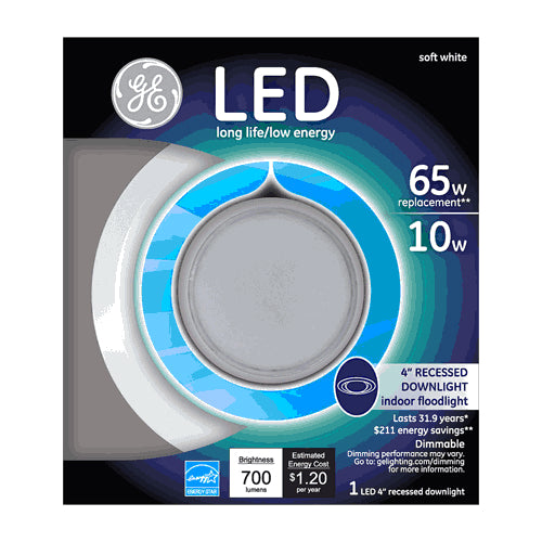 GE 22237 E26 Retrofit Dimmable LED Downlight, Soft White, 4"