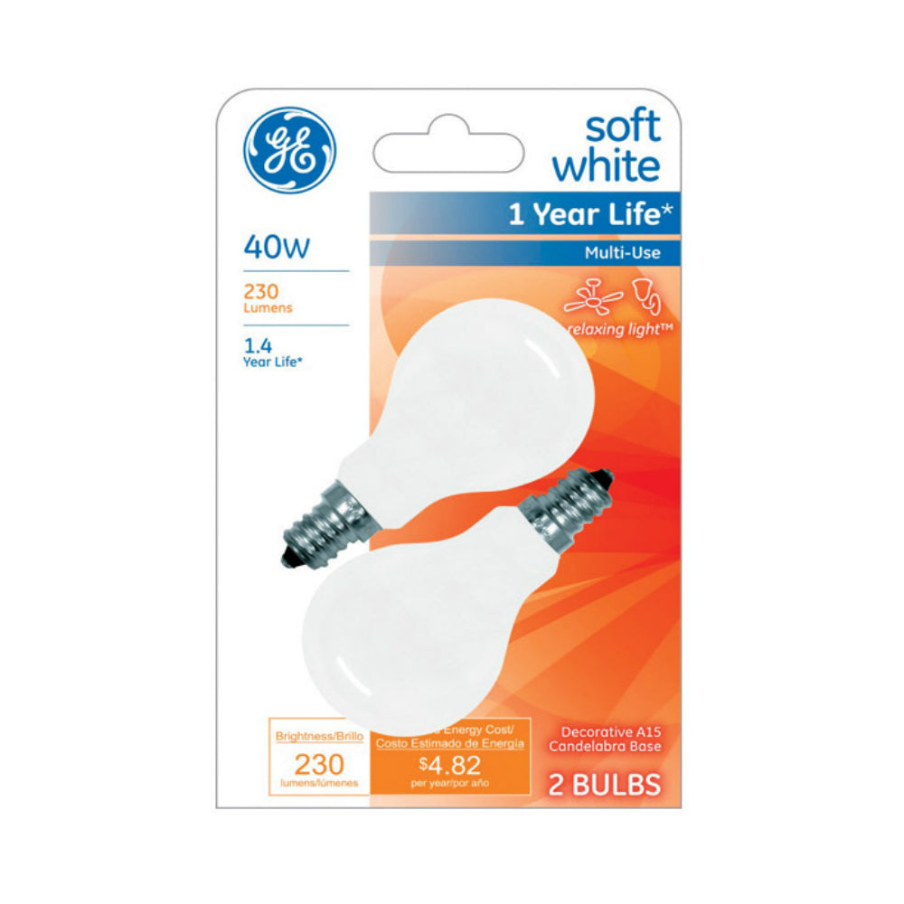 GE 76582 A15 Incandescent Bulb, Soft White, 40 watts