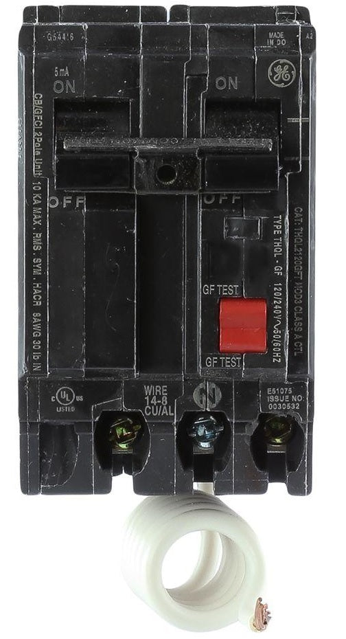 Buy ge 50 amp double pole ground fault breaker with self-test - Online store for circuit breakers & fuses, double pole in USA, on sale, low price, discount deals, coupon code