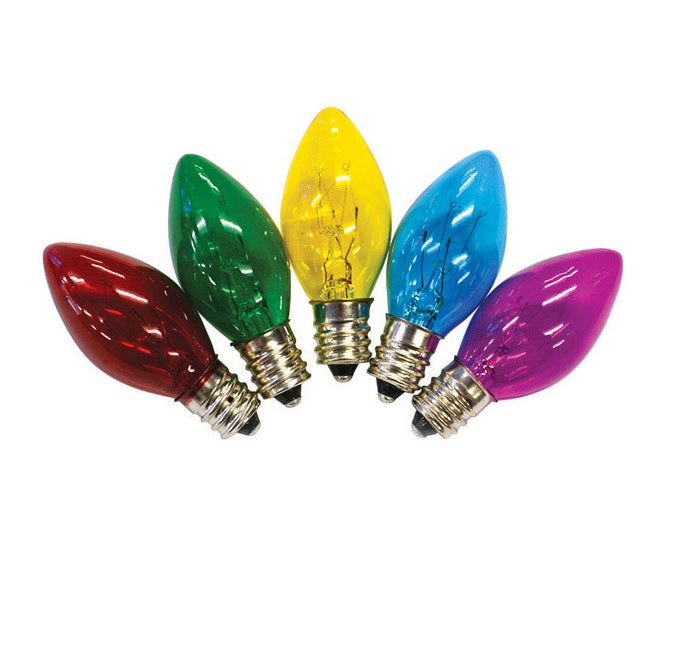 Holiday Bright Lights BU25C7-TMUA Christmas C7 Single Spray Light Bulbs, Multicolored, 1"