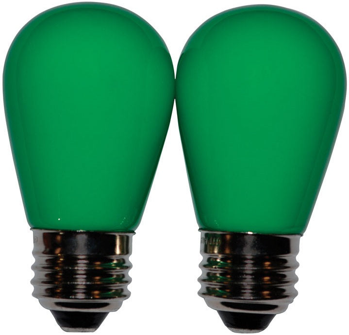 Holiday Bright Lights S14-2PKLED-OPGR LED S14 Light Bulbs, Green