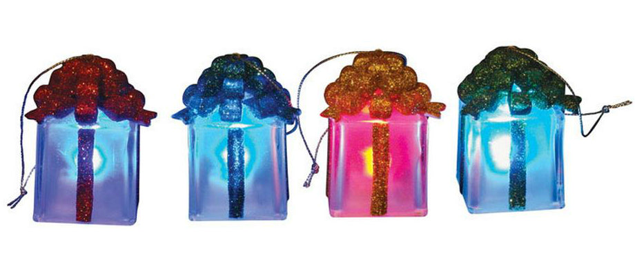 Home Plus 71-002-001 LED Hanging Present Ornament, Assorted Colors
