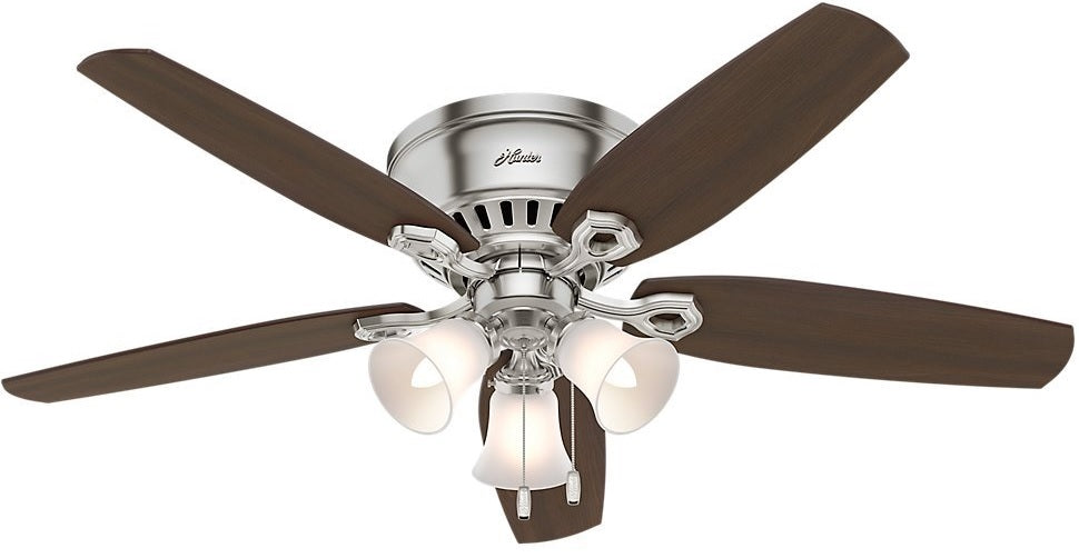 Hunter Fan 53328 Builder Low Profile Ceiling Fan with Light, Brushed Nickel, 52"