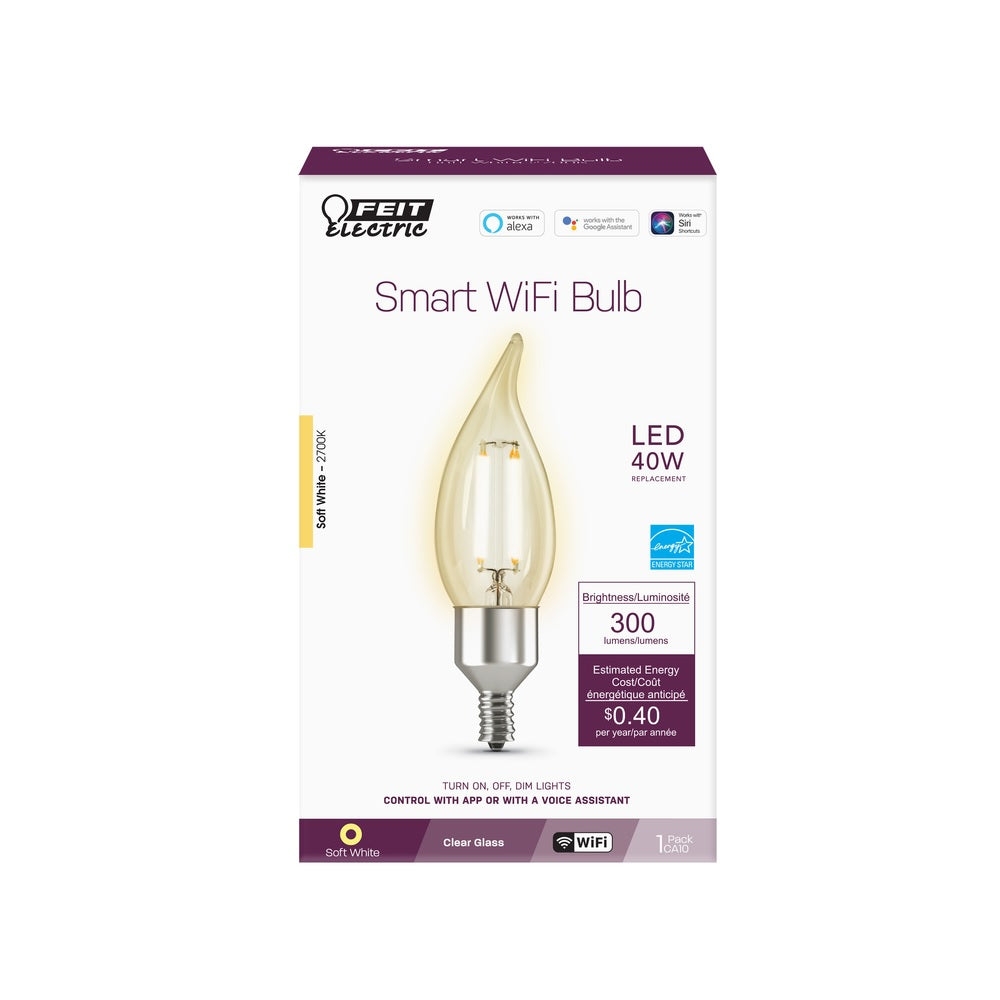 Feit Electric CFC40927CAFILAG LED Smart Bulb, Soft White, 40 Watt