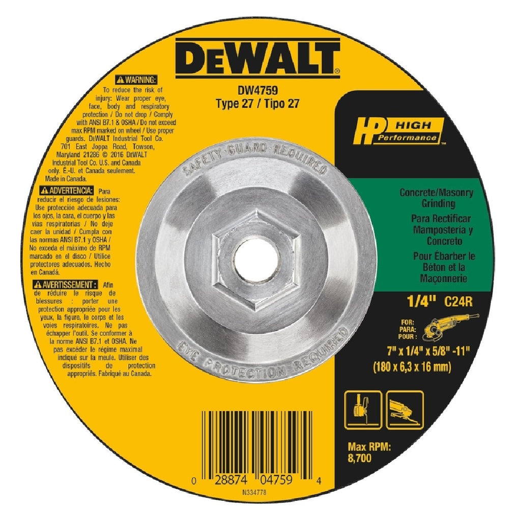 DeWalt DW4759 Masonry Grinding Wheel, Silicon Carbide
