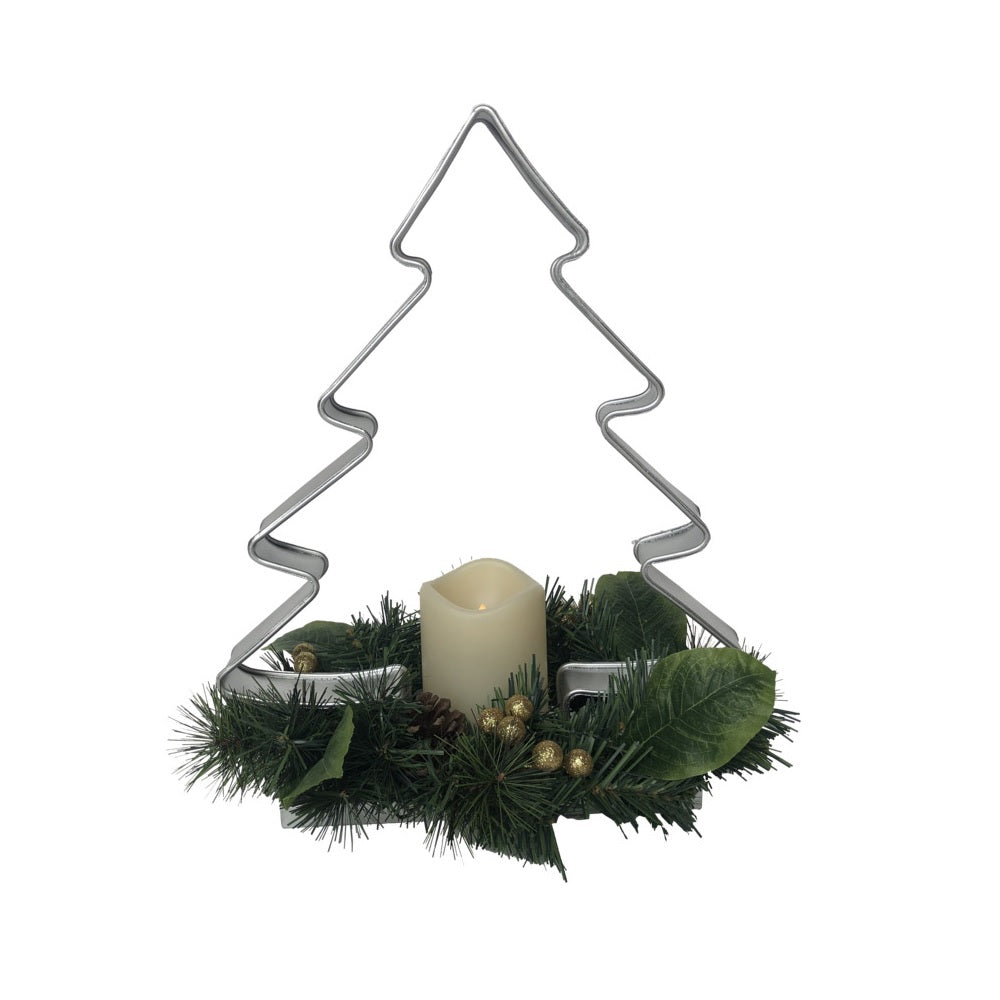 Santas Forest 23605 Tree Galvanized Metal With Candle