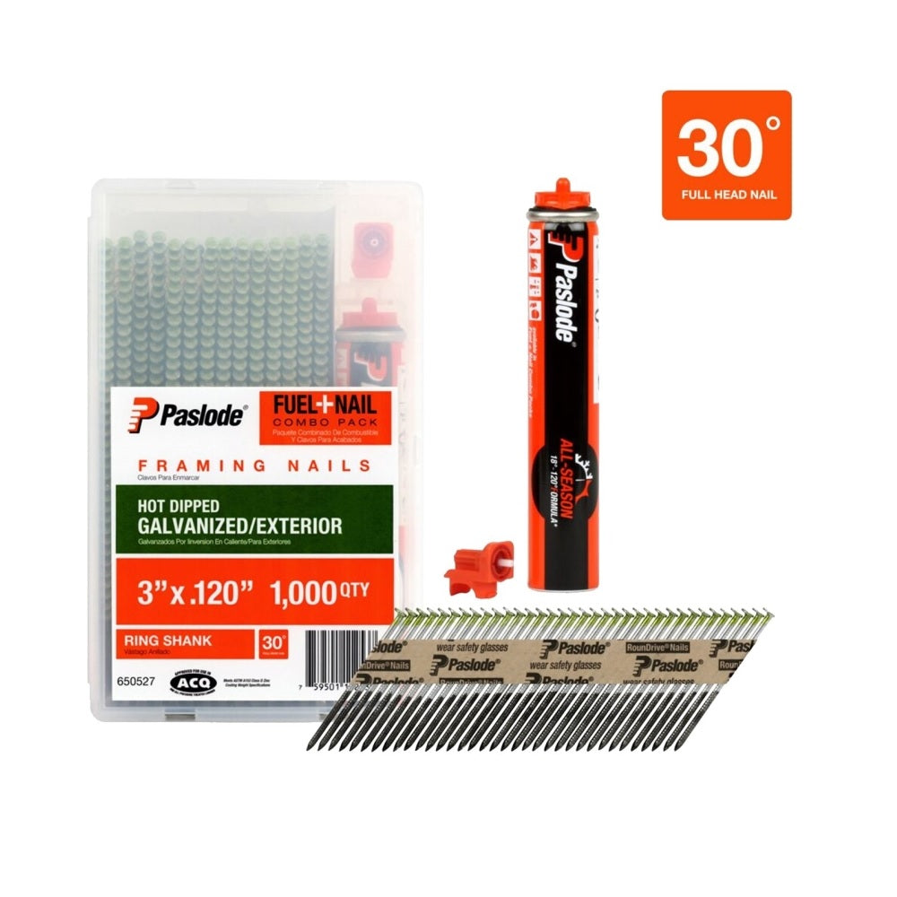 Paslode 650527 Framing Fuel and Nail Combo Pack, 3 Inch