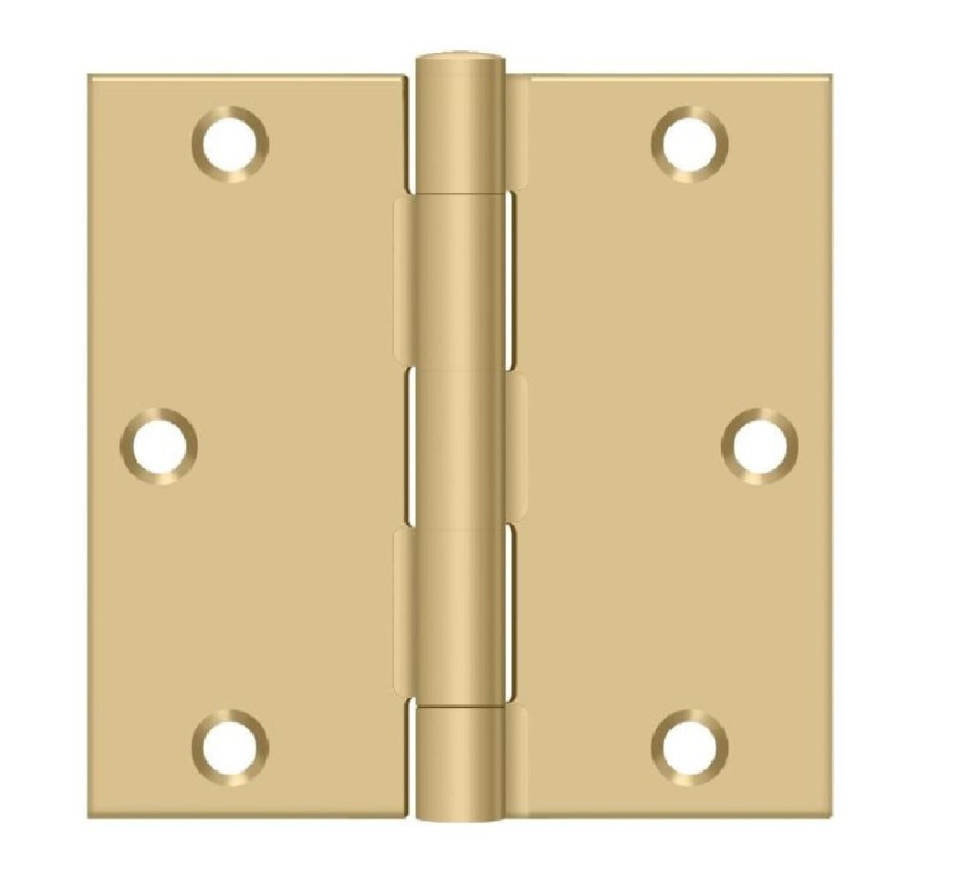 Deltana S35U4-R Square Door Hinge, Satin Brass