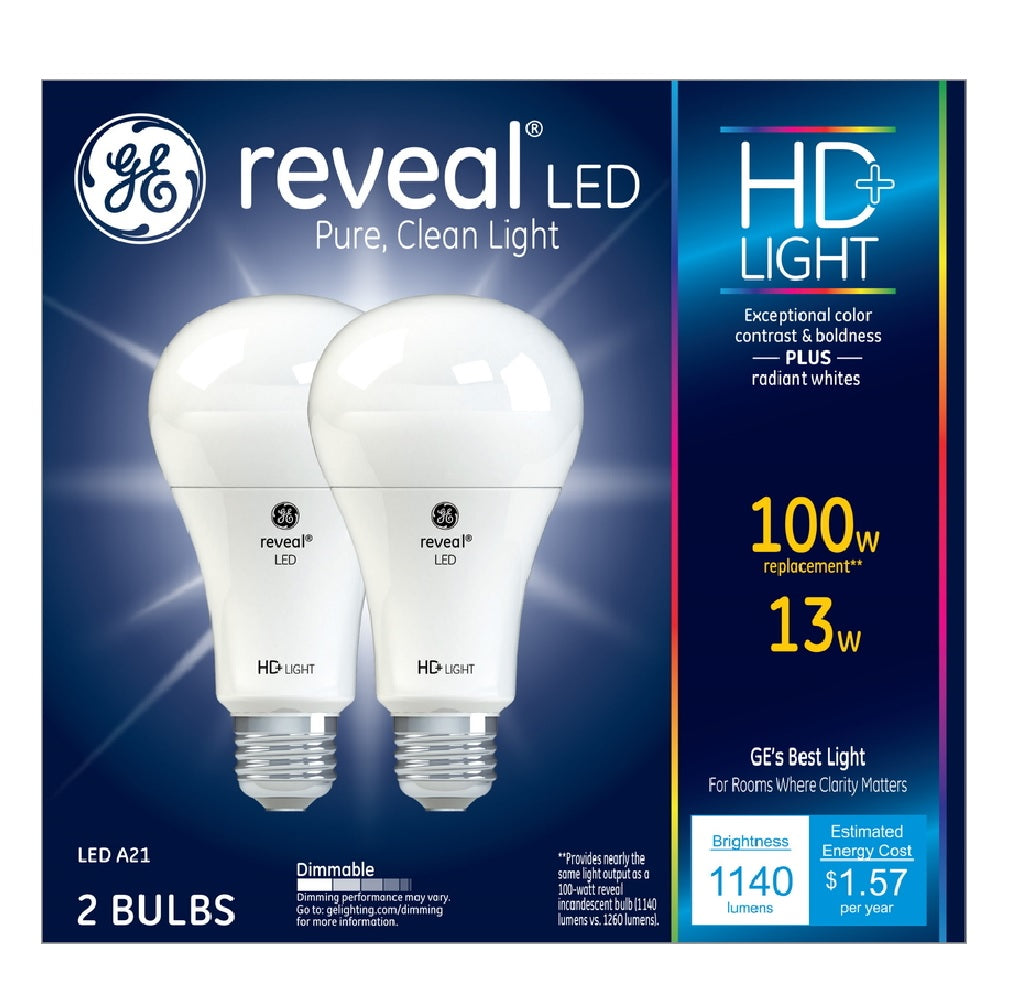 GE Lighting 98878 Reveal A21 E26 Indoor LED Bulb, White