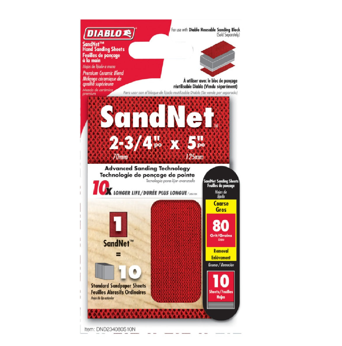 Diablo DND234080S10N SandNet Sanding Sheet, 80-Grit