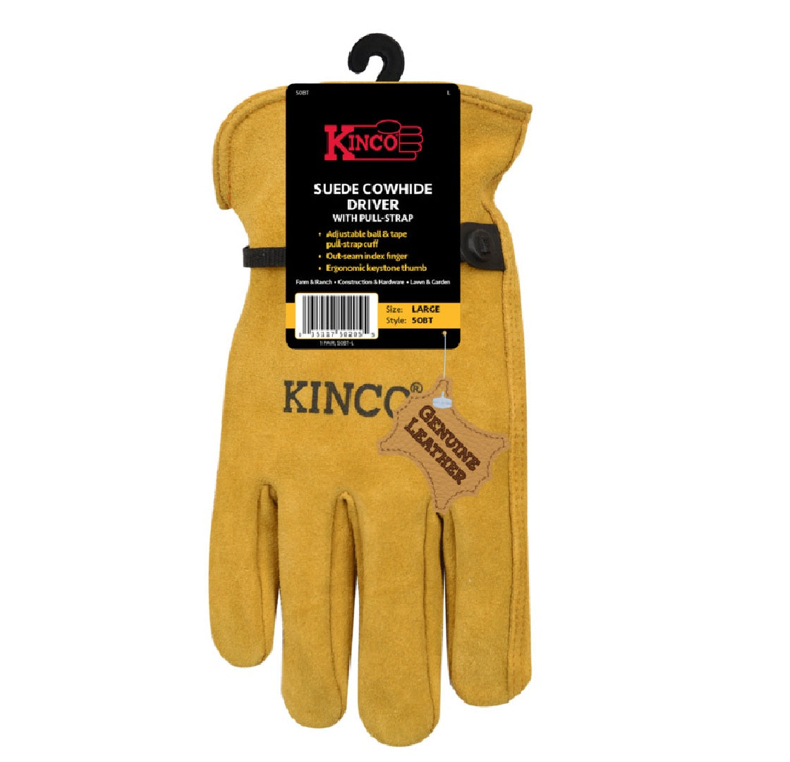 Kinco 50BT-XL Suede Cowhide Leather Driver Gloves, X-Large