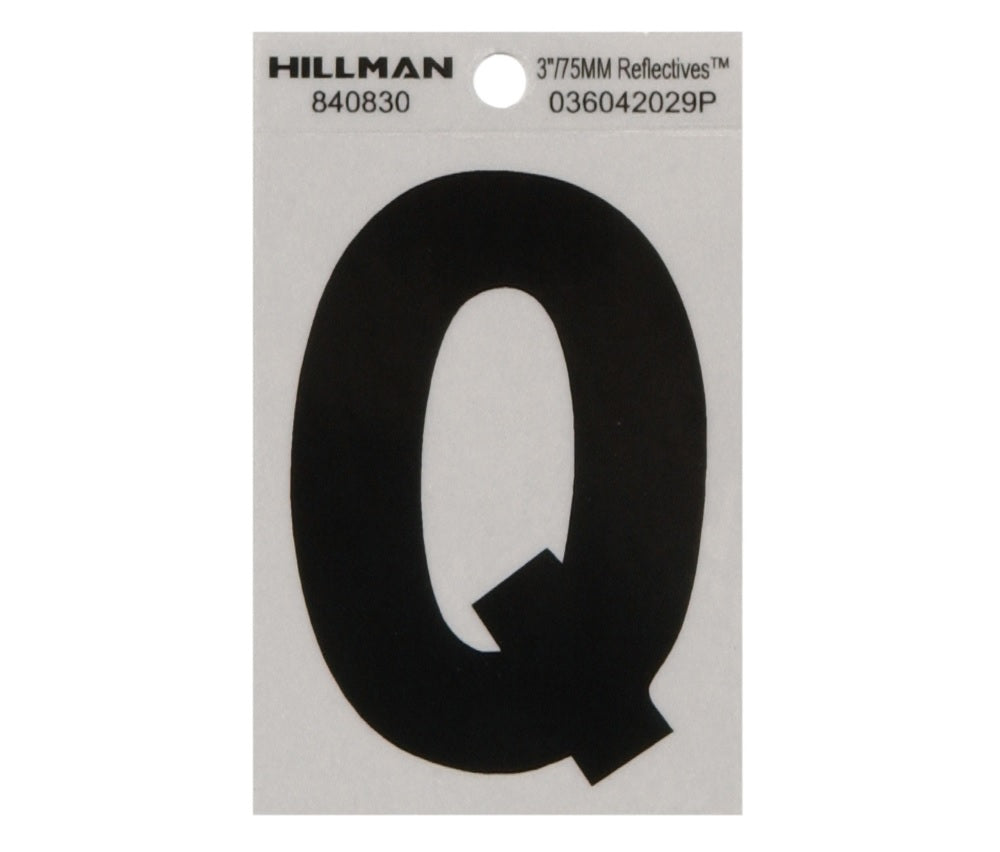 Hillman 840830 Reflective Mylar Self-Adhesive Letter, Black, 1 pc