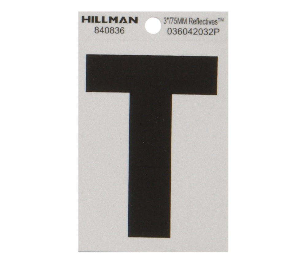 Hillman 840836 Reflective Mylar Self-Adhesive Letter, Black, 1 pc