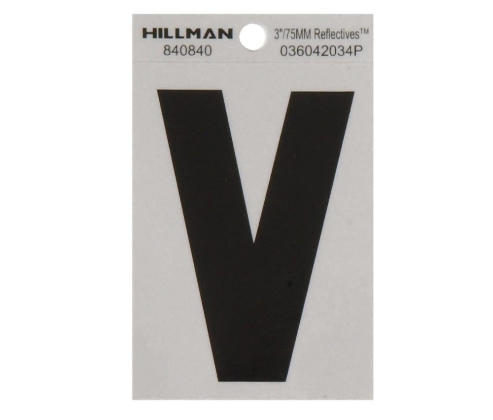 Hillman 840840 Reflective Mylar Self-Adhesive Letter, Black, 1 pc