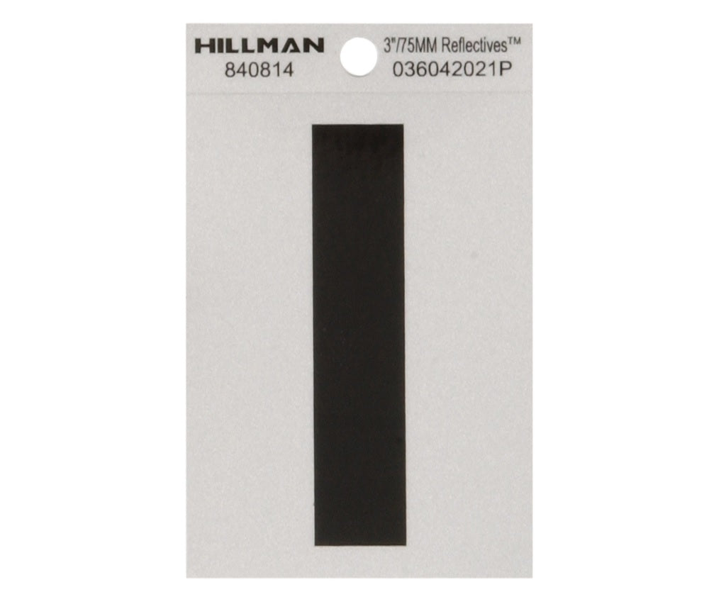 Hillman 840814 Reflective Mylar Self-Adhesive Letter, Black, 1 pc