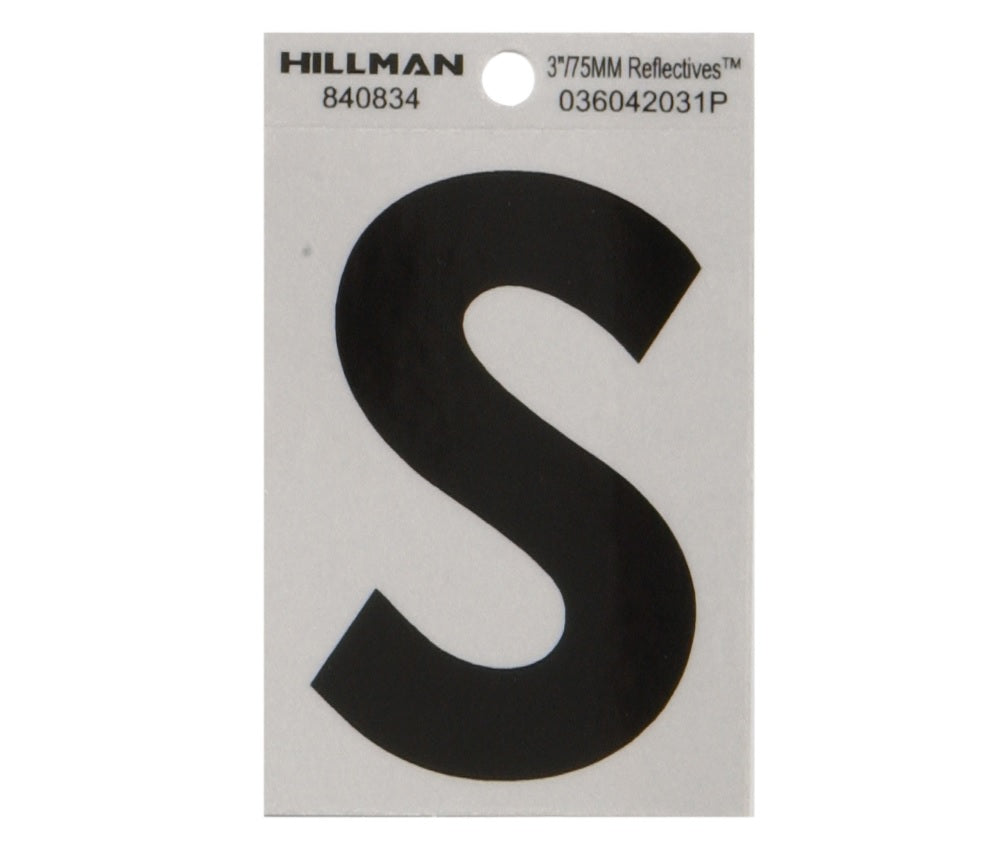 Hillman 840834 Reflective Mylar Self-Adhesive Letter, Black, 1 pc