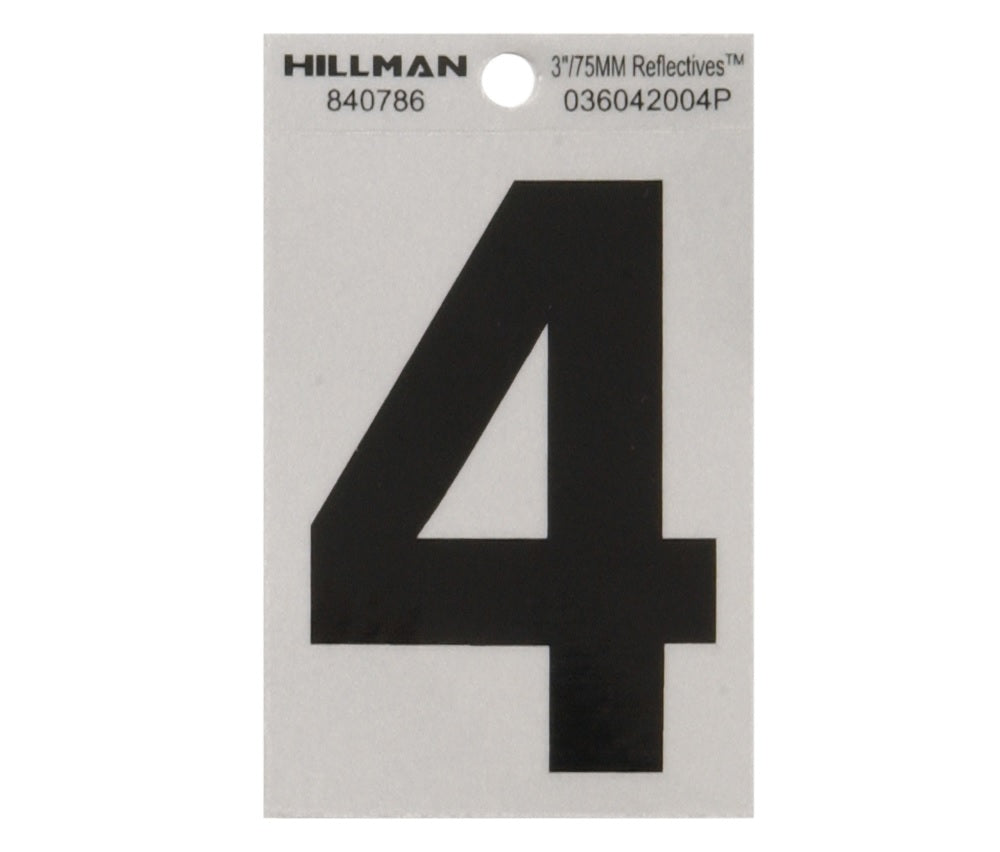 Hillman 840786 Reflective Mylar Self-Adhesive Number, Black, 1 pc