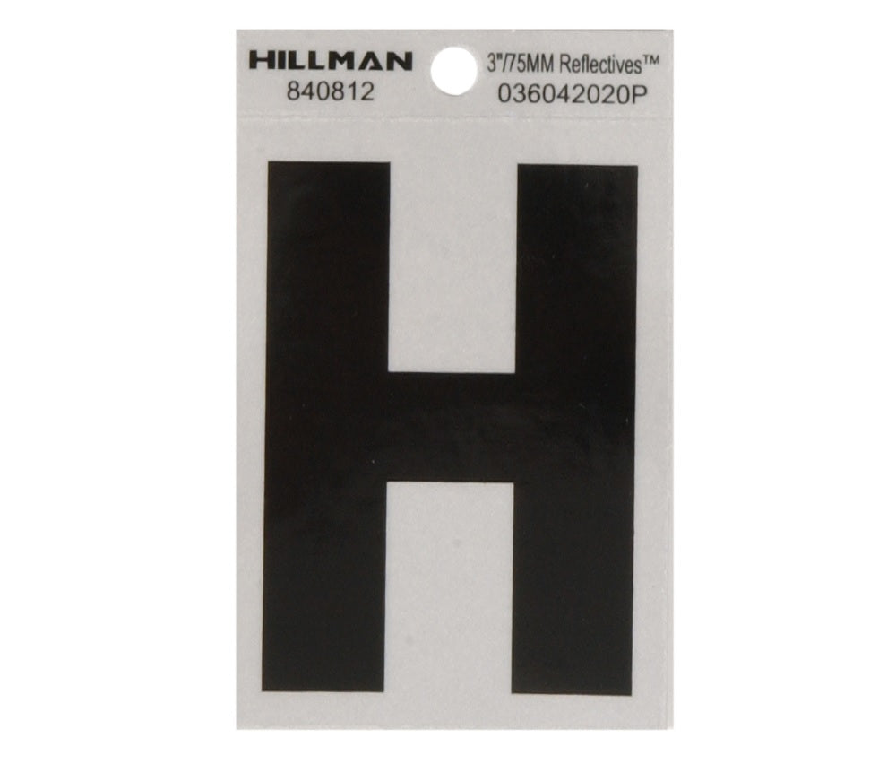 Hillman 840812 Reflective Mylar Self-Adhesive Letter, Black, 1 pc