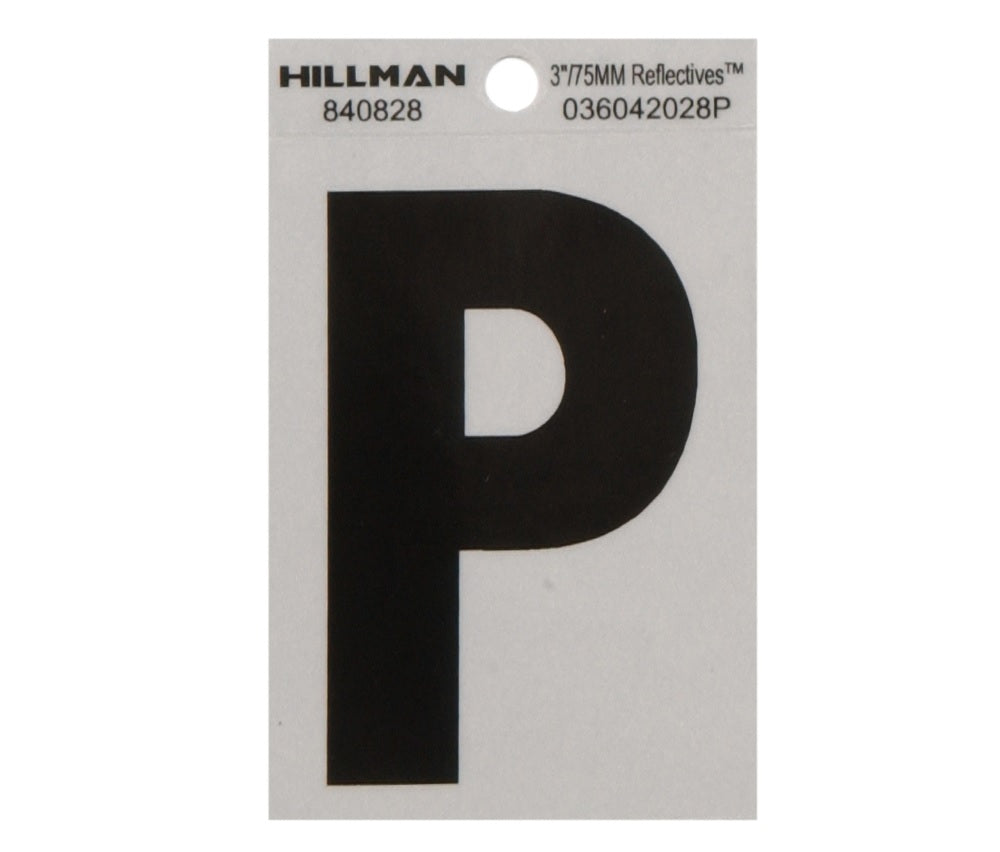 Hillman 840828 Reflective Mylar Self-Adhesive Letter, Black, 1 pc