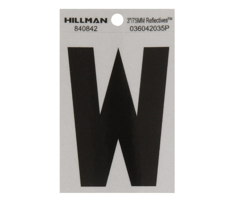 Hillman 840842 Reflective Mylar Self-Adhesive Letter, Black, 1 pc.