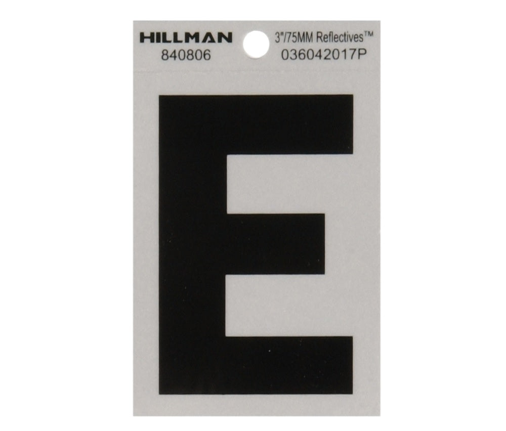 Hillman 840806 Reflective Mylar Self-Adhesive Letter, Black, 1 pc