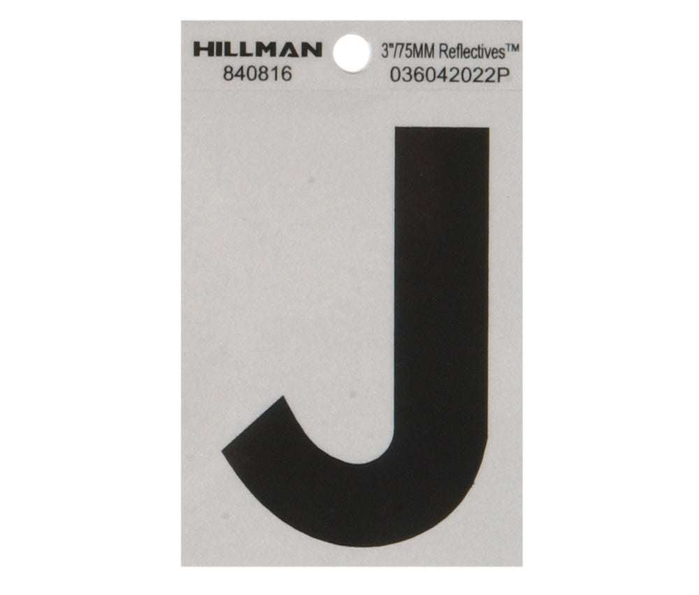 Hillman 840816 Reflective Mylar Self-Adhesive Letter, Black, 1 pc