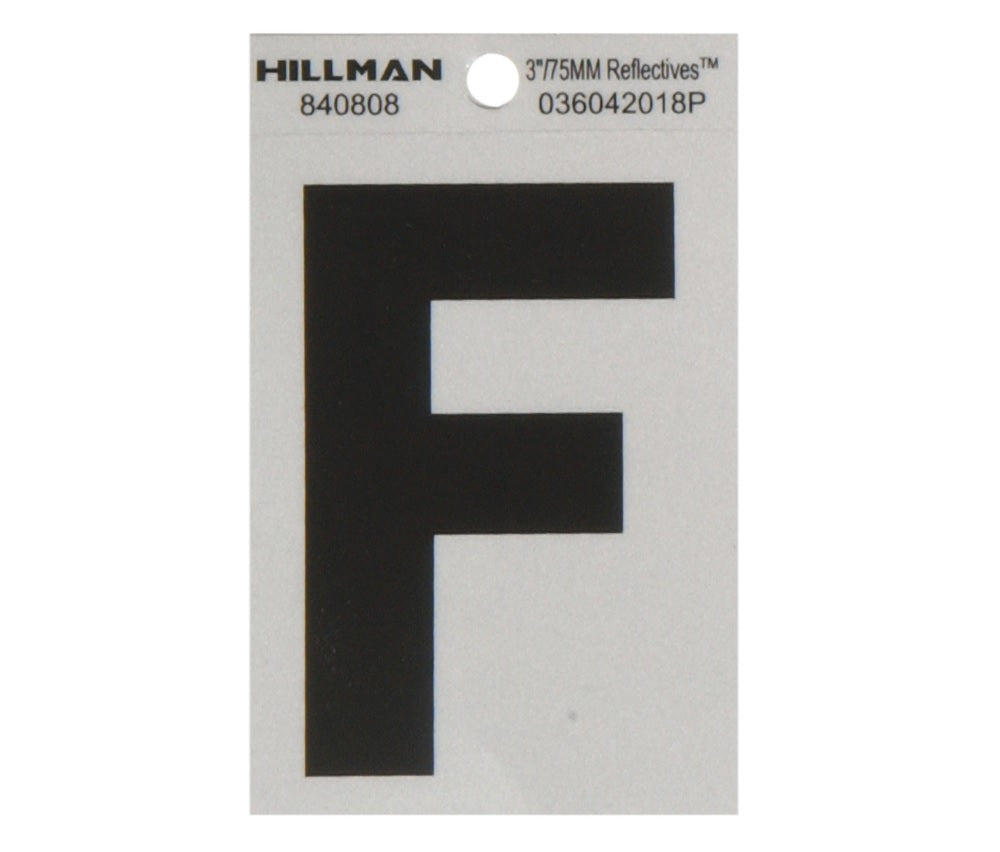 Hillman 840808 Reflective Mylar Self-Adhesive Letter, Black, 1 pc.