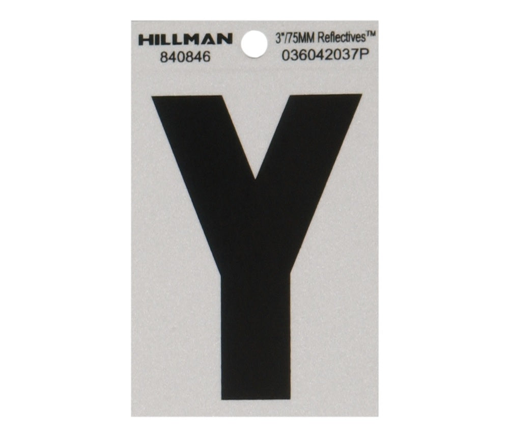 Hillman 840846 Reflective Mylar Self-Adhesive Letter, Black, 1 pc