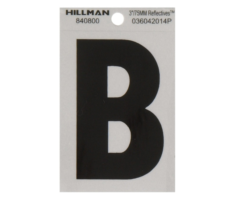 Hillman 840800 Reflective Mylar Self-Adhesive Letter, Black, 1 pc