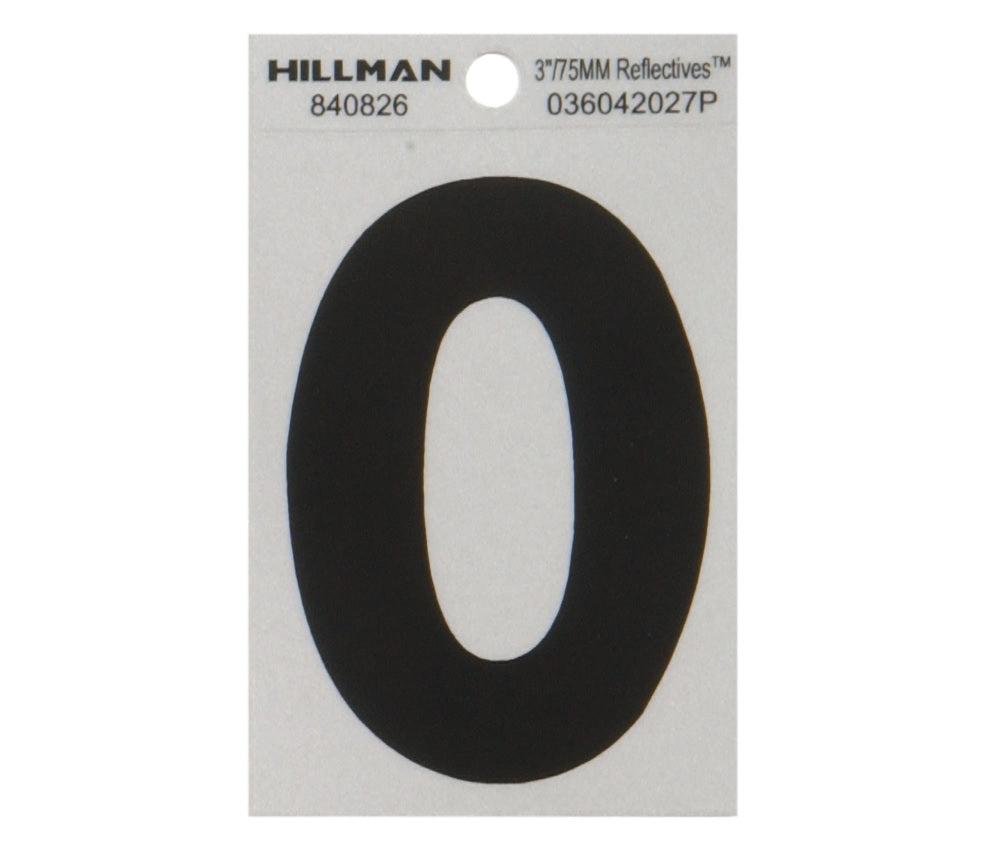 Hillman 840826 Reflective Mylar Self-Adhesive Letter, Black, 1 pc.