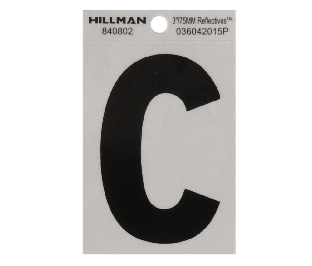 Hillman 840802 Reflective Self-Adhesive Letter, Black, 1 pc.