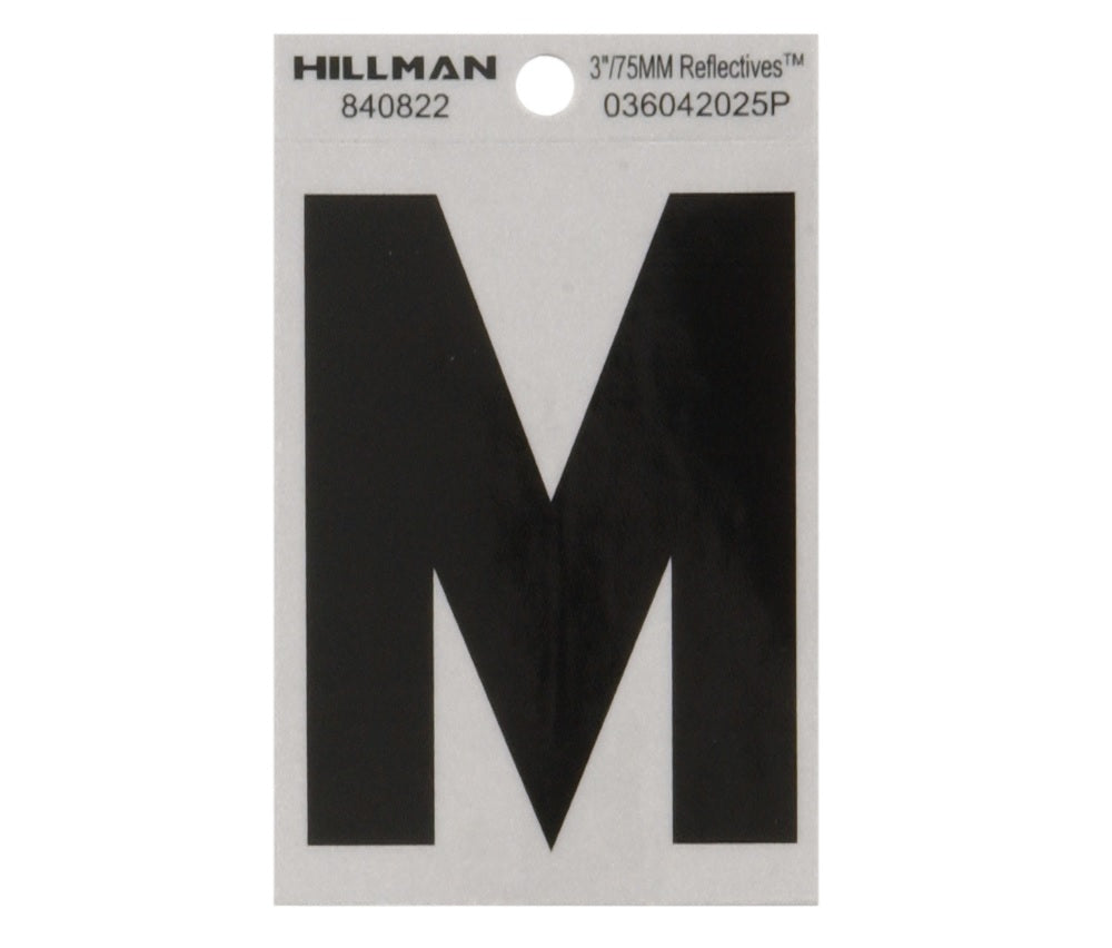 Hillman 840822 Reflective Mylar Self-Adhesive Letter, Black, 1 pc