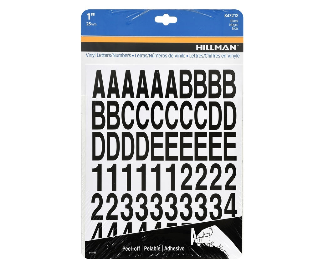 Hillman 847212 Self-Adhesive Letter and Number Set, Black, 228 pc.