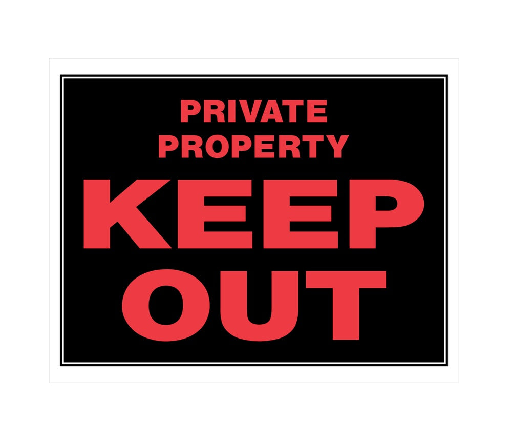 Hillman 840042 English Private Property Sign, 15" x 19", Black