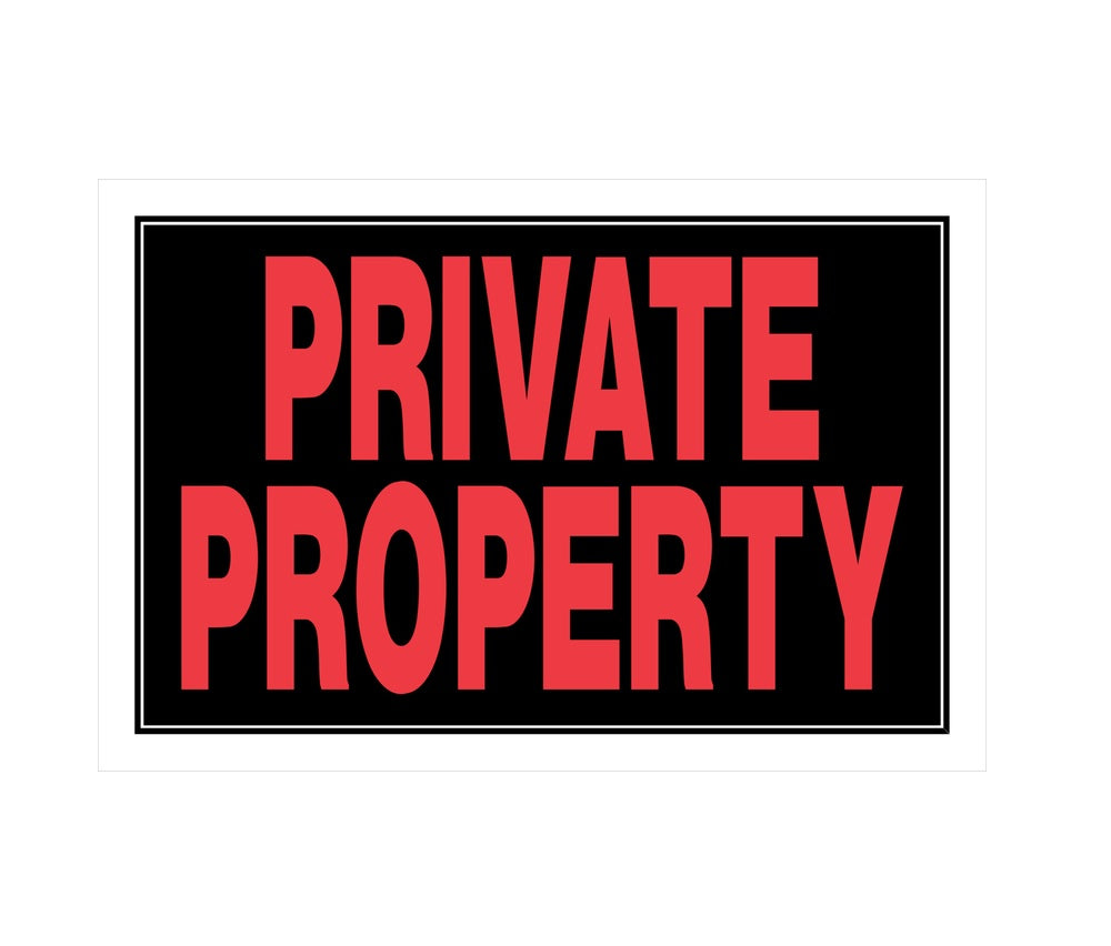 Hillman 839908 English Private Property Sign, 8" x 12", Black