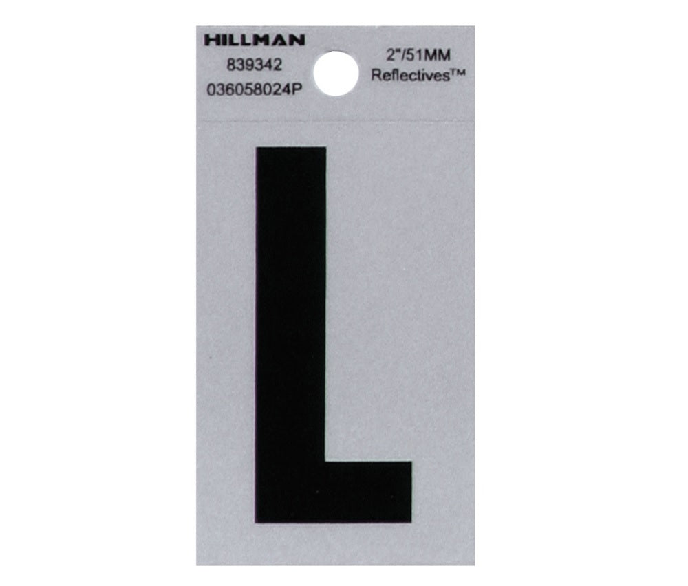 Hillman 839342 Reflective Mylar Self-Adhesive Letter, Black, 1 pc